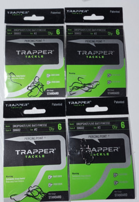 4 NEW Packs Trapper Tackle #2 Drop Shot Live Bait Finesse Worm Hooks 30602