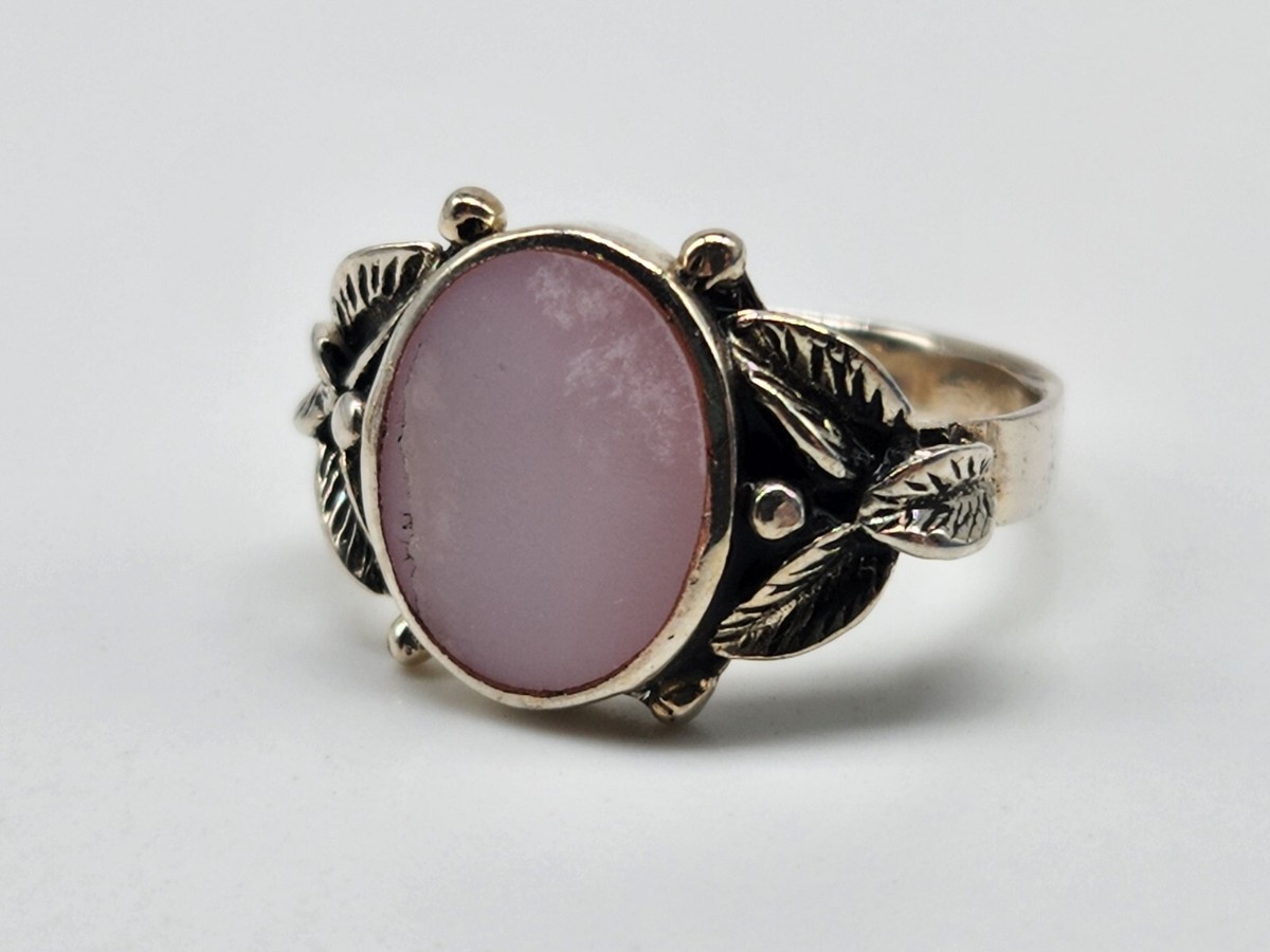 ヴィンテージ！ Sterling Silver Oval リング Size 7 Sterling Silver Native American Style Ring Feathers