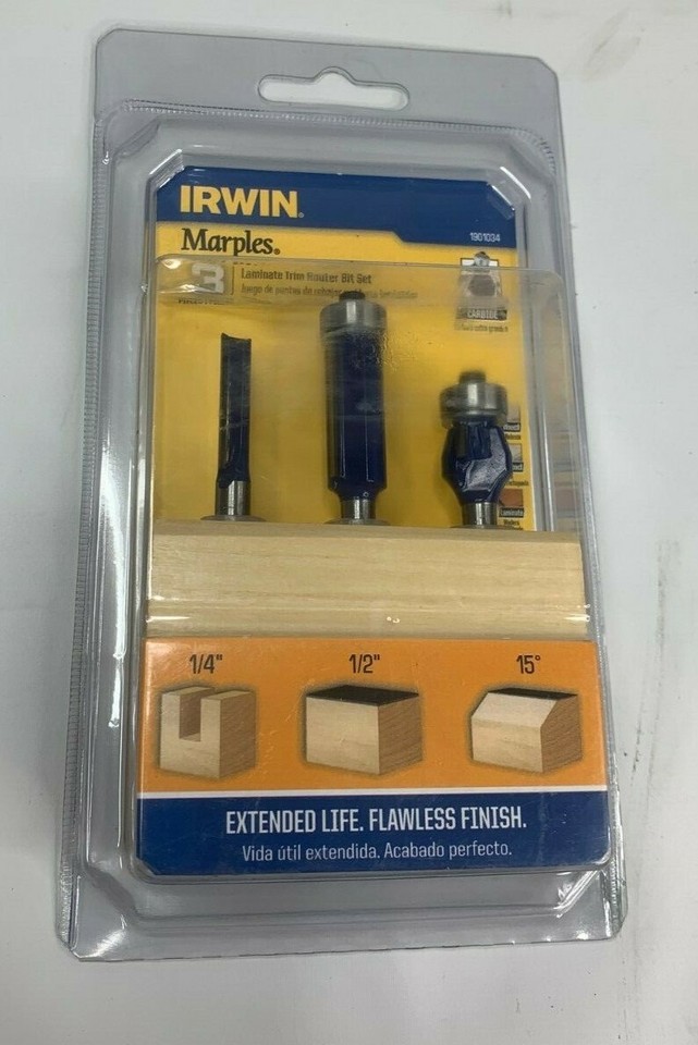 Irwin Tools 1901034 Marples Laminate Trim Router Bit Set (3 Piece ...