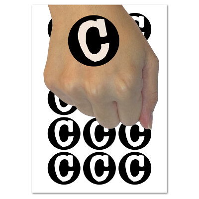 Letter C Uppercase Cute Typewriter Font Temporary Tattoo Water Resistant Set