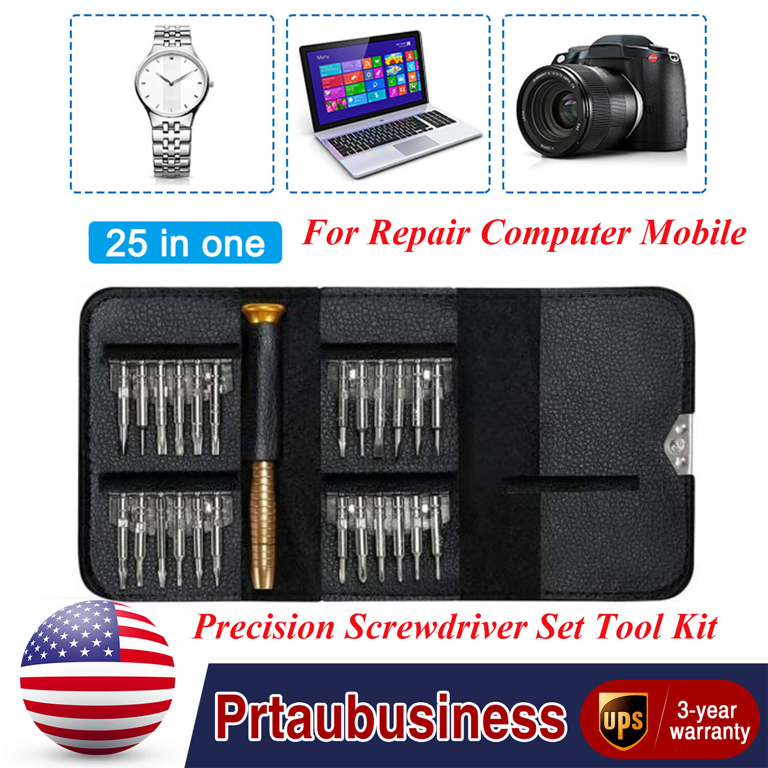 25PCS Precision Screwdriver Set Eyeglass Watch Jewelry Repair Cell Micro Small