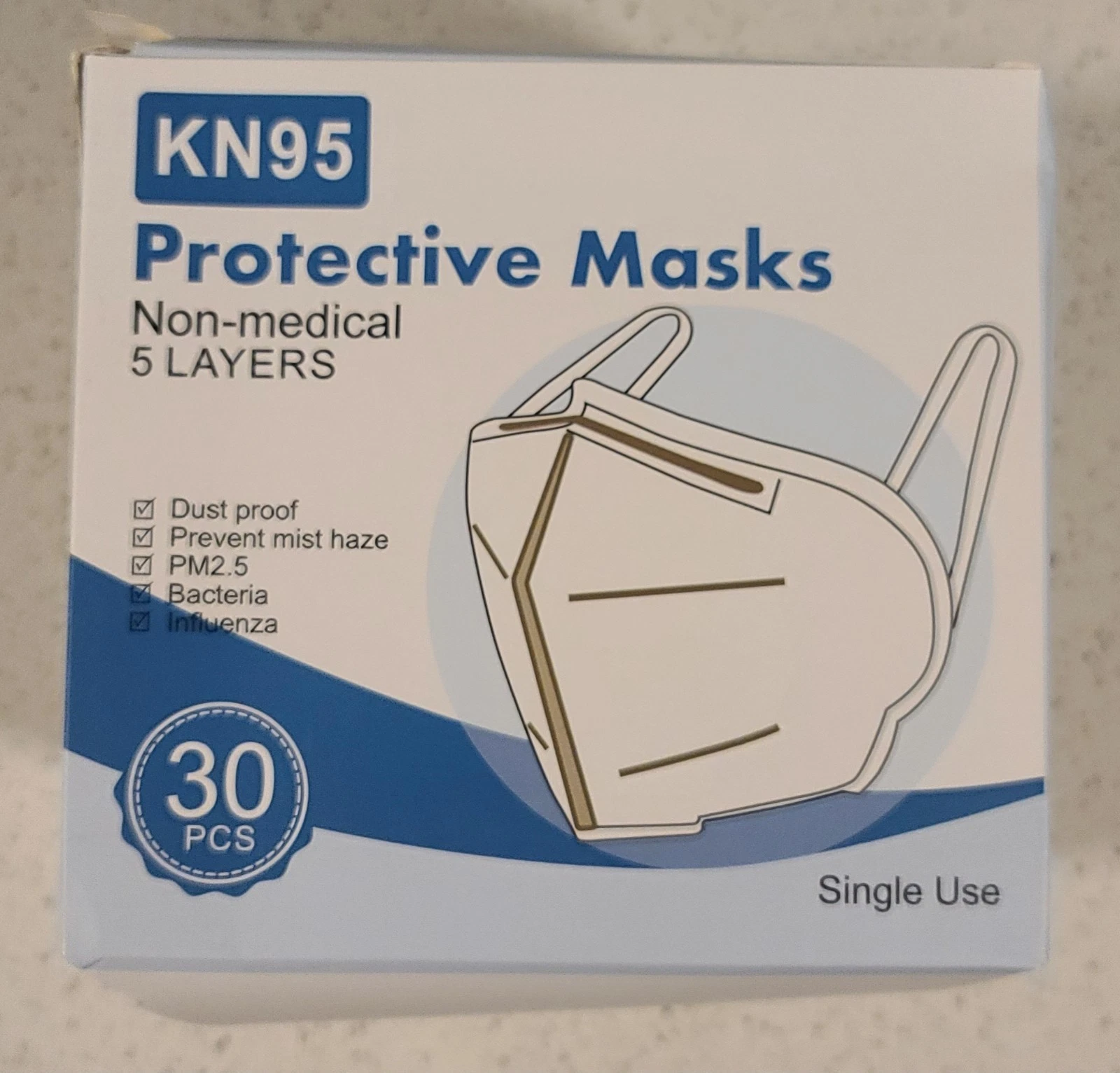 Face Mask Safety Protective 5 Layers Disposable KN95 Face Mask PK of 30