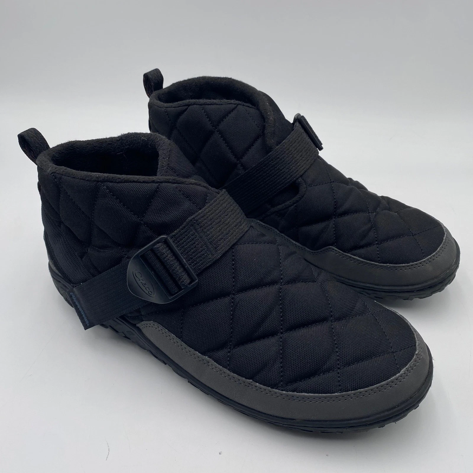 Chaco Ramble Puff Mid Bootie Men 12 Black Quilted Fleece Lined Slipper Camping