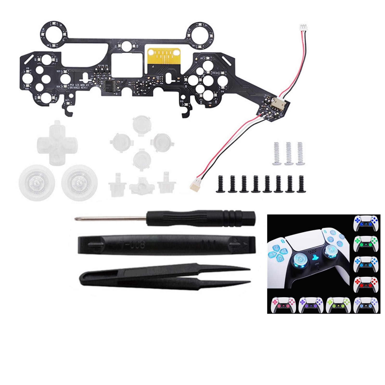 DIY 8 Colors Luminated D-Pad Thumbsticks Face Buttons LED Kit for PS5 Controller