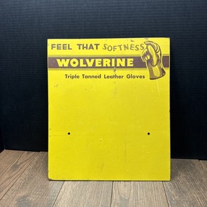 Wolverine Triple Tanned Leather Gloves Masonite Store Display Backing Workwear