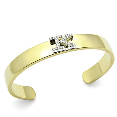 Women's Rhodium Silver Bangle Crystal Clear - Anniversary, Mother's Day | Self-G