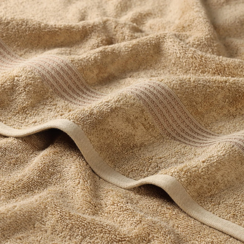 Juego de toallas de 3 piezas de algodón egipcio suave absorbente con borde de cuerda varios colores Foto 3 de 4