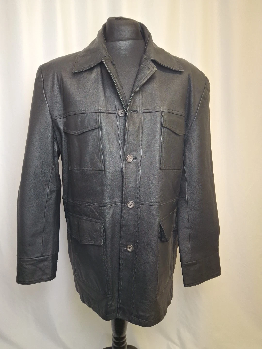 TERRITORY Leather Mens Jacket XL Button Outdoor Classic Gents l3354