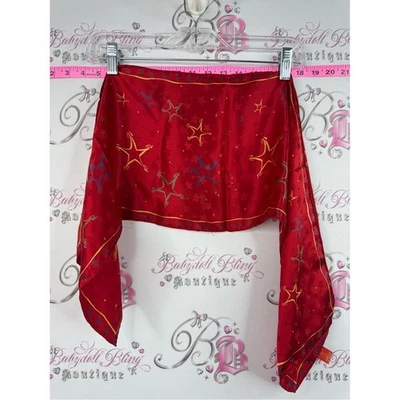 100% silk scarf shiny stars Red Star Print Silk Scarf - Imagen 1 de 4