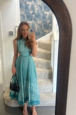 ZIMMERMANN Jude Paisley Cut Out Linen Midi Dress Size 1 AUS 10 US 6