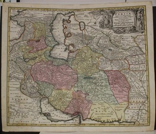 PERSIA IRAN & CENTRAL ASIA 1750 LOTTER UNUSUAL ANTIQUE COPPER ENGRAVED MAP