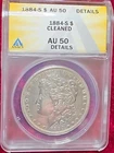 1884-S Morgan Dollar Silver ANACS AU 50 Details Cleaned San Francisco