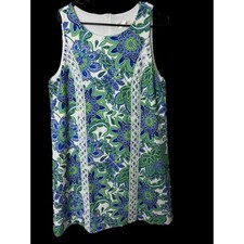 Eliza J NWT Women's Sleeveless Floral Print A Line Dress Size 16 Blue Green