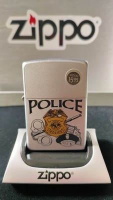 716 ZIPPO 2004 Police Lighter. Satin Chrome Finish. Mint Condition/New