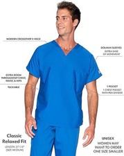 OVERSTOCK 3XL Landau Scrub Zone Unisex Relaxed Fit 1-Pocket V-Neck Scrub