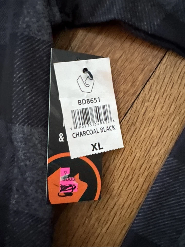 Chaqueta con capucha Burnside para hombre pata de gallo negra a cuadros tecnología polar 1/4 cremallera talla XL Foto 3 de 4