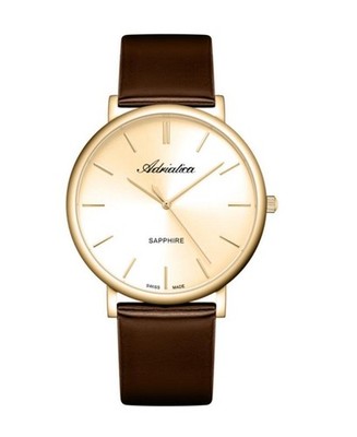 ADRIATICA Men Quartz Casual Watch Classic Dress Gold color Dial Waterproof Swiss