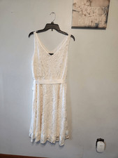 Tahari Arthur S Levine Women's White Lace Dress Size 14 Ivory Cream Knee Length