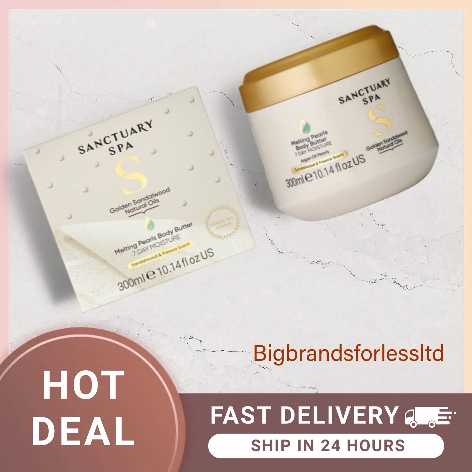 Sanctuary Spa Golden Sandalwood Melting Pearl Body Butter with Shea Butter 300ml