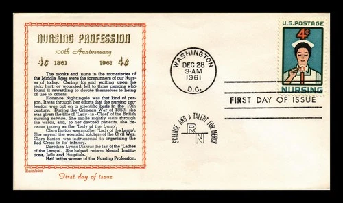 US COVER NURSING PROFESSION 100TH ANNIVERSARY FDC SCOTT 1190 KHOL KRAFT CACHET