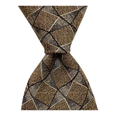 ROBERT TALBOTT Best of Class Men's Silk Necktie USA Designer Geometric Gold EUC