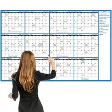 Large Dry Erase Calendar - Undated Wall Calendar Dry Erase, 58" x 37", 12-Mon...