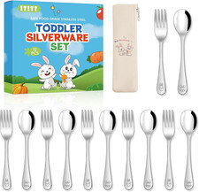 12 Pieces Stainless Steel Toddler Utensils Set - Food Grade Kids Silverware Set