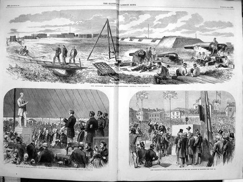 Old Antique Print 1864 Artillery Experiments Shoeburyness Prince Albert 19th