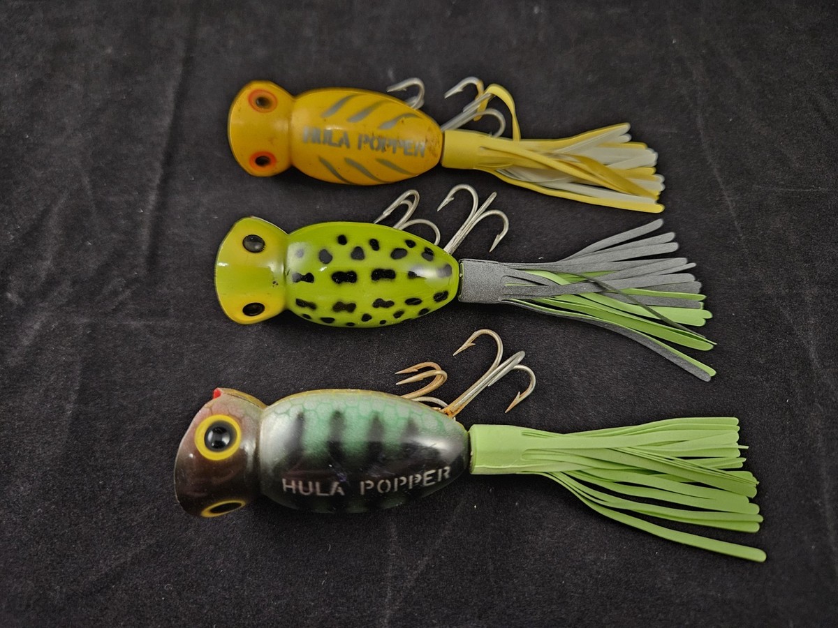 VINTAGE NOS FRED Arbogast Hula Popper 3/8 Oz. #76005 Perch Black Green Yellow EUR 10,47 - FR