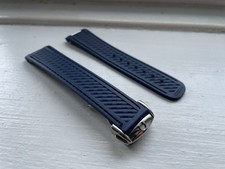 20mm Omega Seamaster Aqua Terra Blue Rubber Watch Strap With Deployment Clasp.