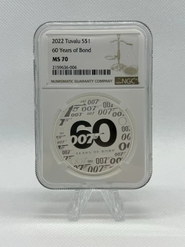 2022 Tuvalu James Bond 60 years of Bond 1oz .9999 Silver NGC MS70.