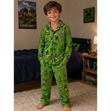 Minecraft 2 Piece Pajama Set Boys 10/12 Nerdy
