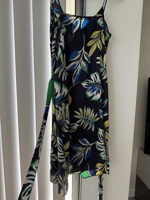 ZARA BASIC Floral Multicolor Wrap Dress Tie Straps Short Sleeveless M