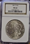 1881 S US Morgan Silver Dollar $1 NGC MS64