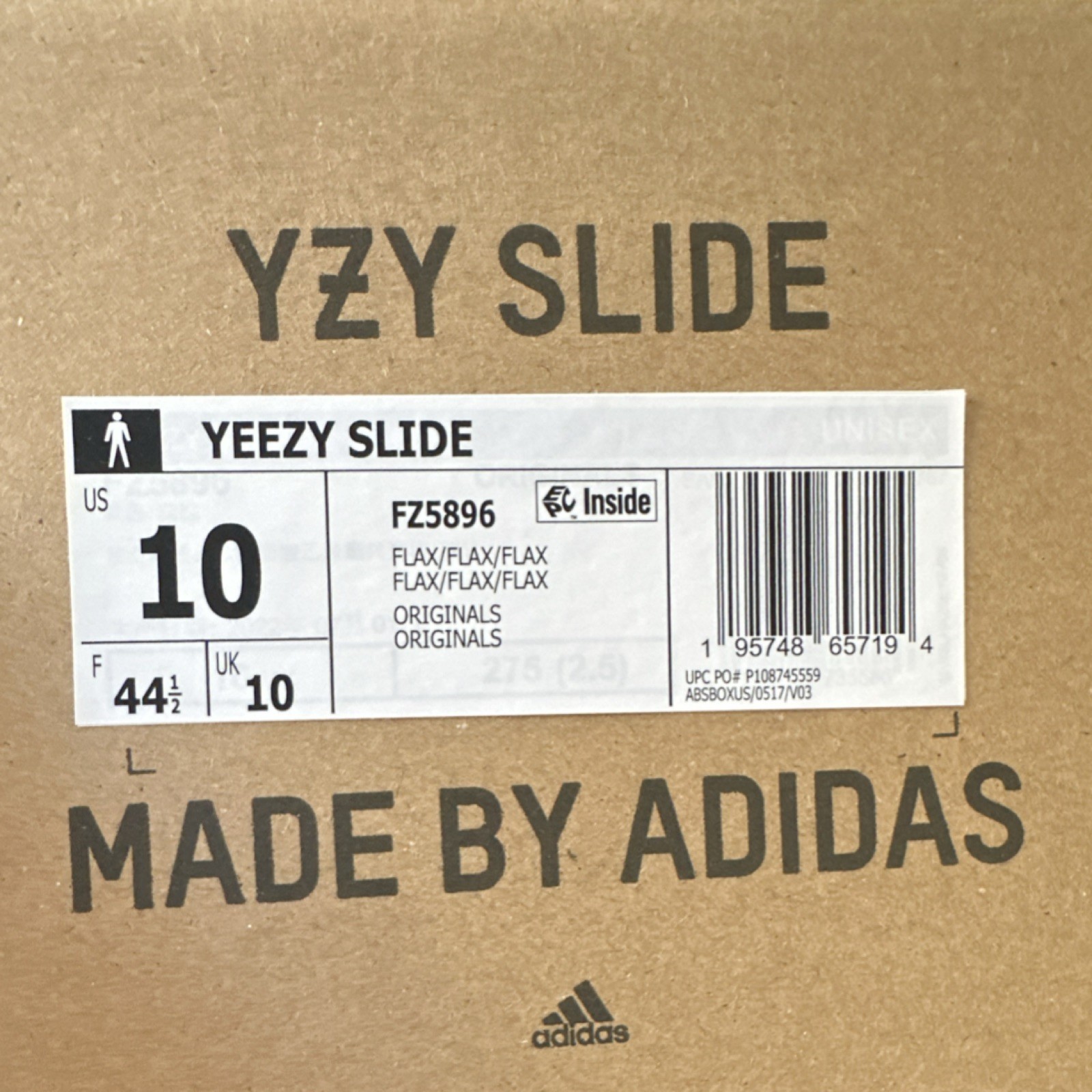 adidas Yeezy Slide Flax Men's Sandal US 10 FZ5896 Comfort Casual Outdoor thumbnail 4