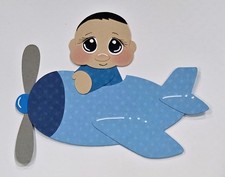 Plane Cute Baby Boy Black Hair Facing Left. Scrapbook, Card Making Paper Piecing