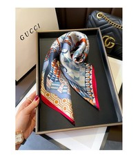 100 Mulberry Silk 27" Square Scarf Women Fashion Blue Neckerchief Wrap Bandana