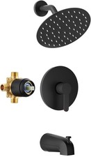 Tub Shower Faucet, Matte Black Shower Faucet Set with 8-Inch All-Metal Rainfall