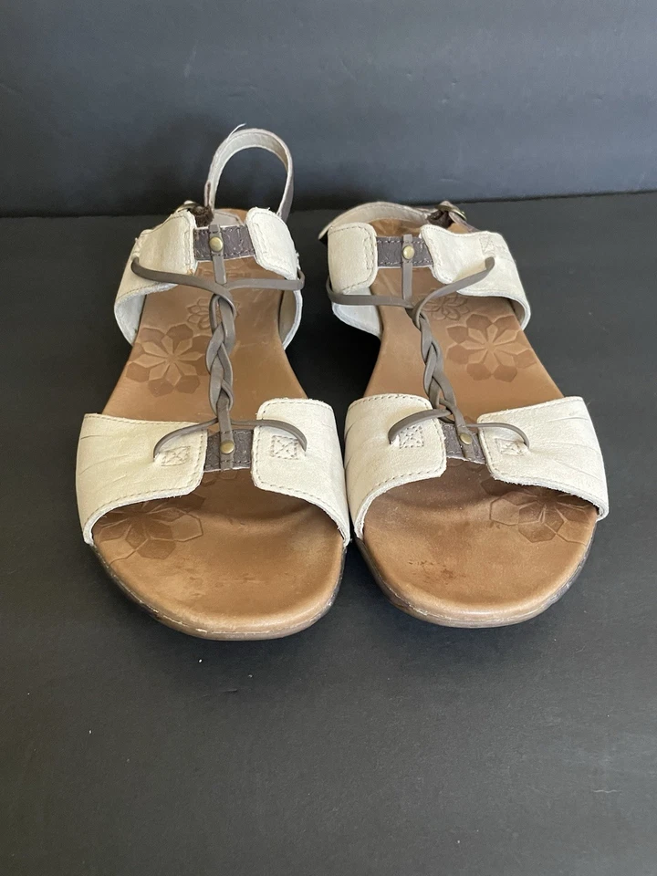 Sandalias para mujer Merrell Micca forro plateado cuero marfil talla 8,5 Foto 3 de 4