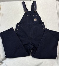 Y2K Mens Carhartt R27 MDT Overalls Workwear Heavyweights Size 40x30 Navy Blue