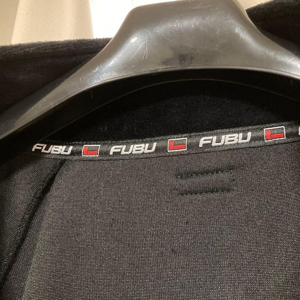 FUBU Velour Track Jacket Logo Line Black Size LL | eBay UK