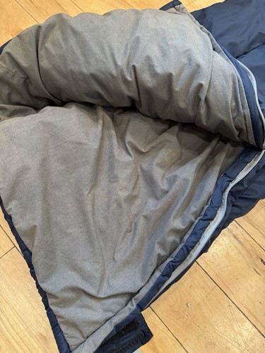 L.L. BEAN Camp Sleeping Bag 40°F Extra-Large Navy Blue w/Cover 74” X 33” - Picture 7 of 9