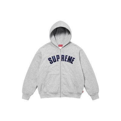 Supreme Hoodie Arc Thermal Zip Up Gray Melange