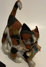 Vergie Lightfoot Barnyard Cats Folk Art Handmade With Tag 6” X 8” Signed Calico