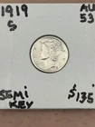 Semi-KEY AU+ 1919-S Mercury Dime. Full luster and good eye appeal