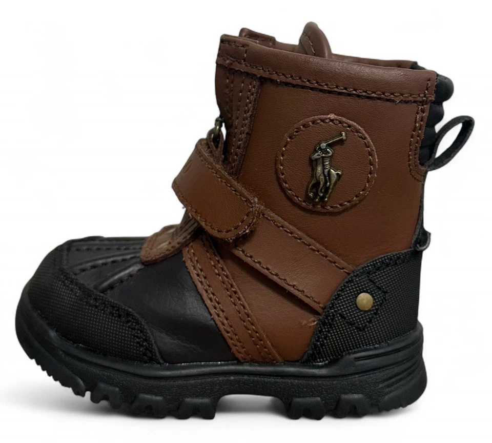 NUEVAS Botas de Bebé Polo Ralph Lauren Conquered Hi Infantil Talla 5 Cuero Puntera Tapada Foto 4 de 4