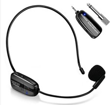 Wireless Microphone Headset, 2.4GHz Cordless Head Mic, USB-C Charging Black1