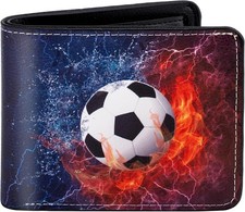 Kids Wallets for Boy Girl Teen Cool Soccer Rfid Blocking w/ Zipper Coin Pocket