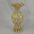 Vtg 1940’s  Fenton Glass Honeysuckle Coin Dot Opalescent Ruffle Vase 9” MINT