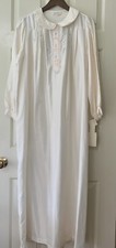 Vintage Barbizon Nightgown Satin- Ivory- Embroidered- Lace Trim - NWT- Maxi Len